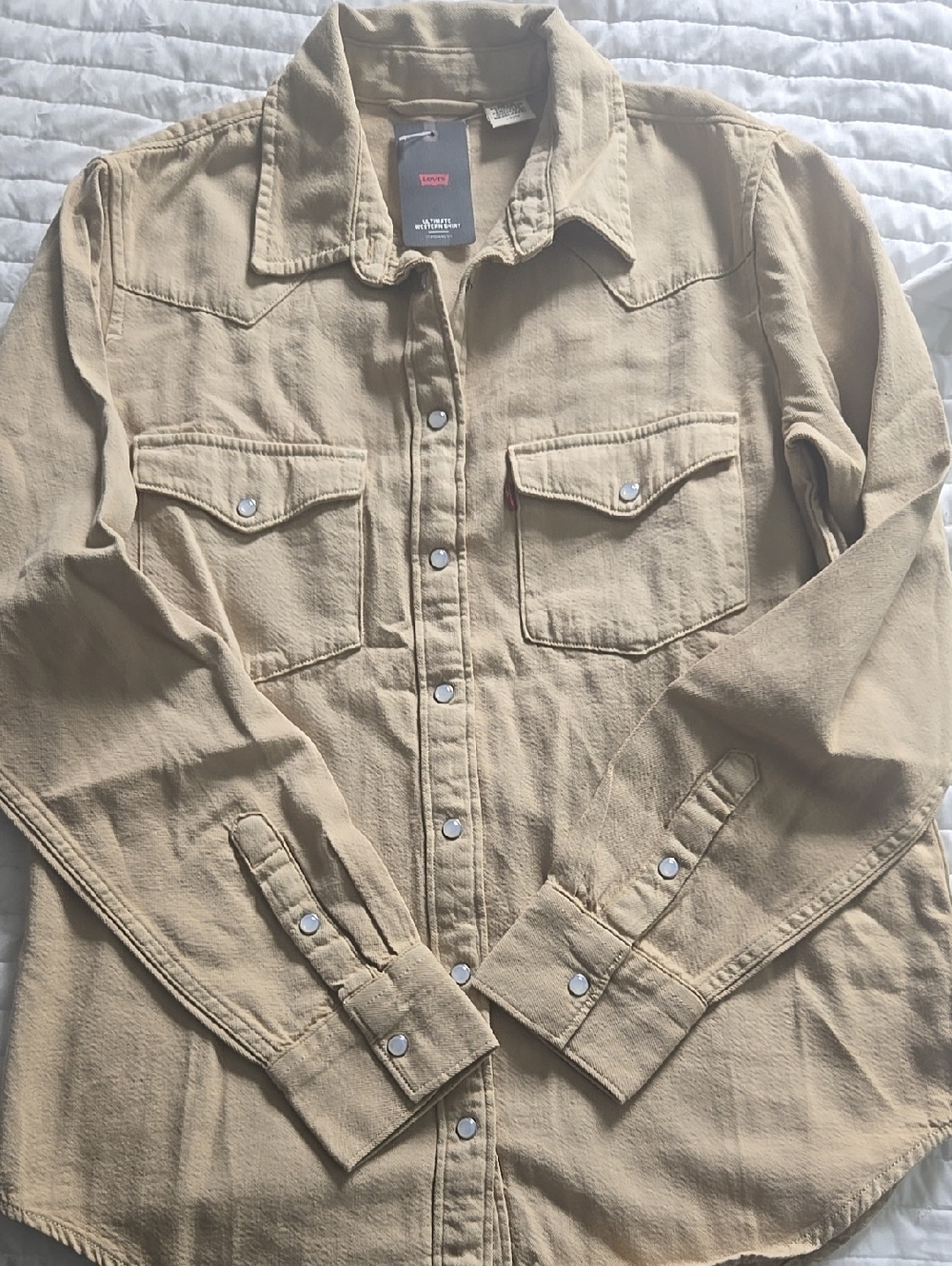 Levi's Tan Beige Western Shirt Jacket - Lightweight Button Snap Front
